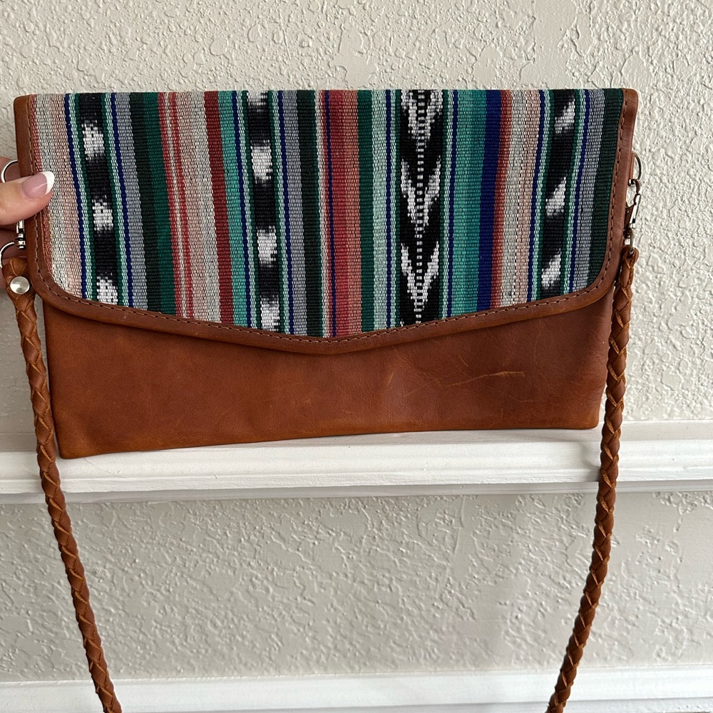 Nena & Co Leather Embroidered Date Night Clutch